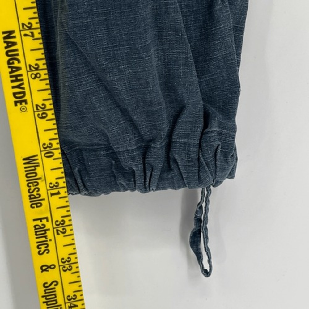 H&M L.O.G.G. Linen Jogger Pants Womens 10 Blue Drawstring Coastal Casual - Picture 7 of 14